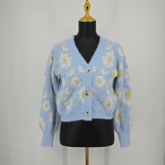 Willow and Wind Blue Floral Sweater - Picture 1 of 8